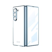 Samsung Uyumlu Galaxy Z Fold 6 Kılıf Cherena Full Camlı Kıpta Kılıf Mavi