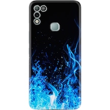 Infinix Hot 11 Play Kılıf Silikon Desen Blue Fire 1678 Siyah