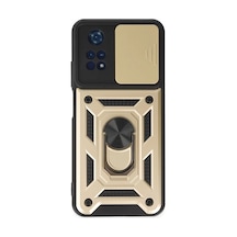 Xiaomi Poco M4 Pro 4g Uyumlu Kılıf Pars Lens Yüzüklü Silikon - Gold