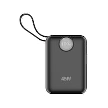 S-link G450 20000mah Pd45w+qc3.0 Dahili Kablolu Siyah Lcd Taşınabilir Pil Şarj Cihazı Powerbank Kdo