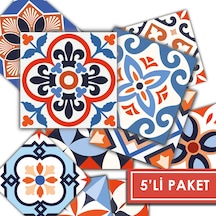 Kendinden Yapışkanlı Karma Meksika Desenli Pvc Karo 15x15 Cm 5 Li Paket