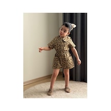 Musab Kids Bebe Yaka Leopar Tulum Kahverengi