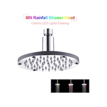 İnç Led Yağmur Duş Başlığı Yuvarlak Duş Başlığı Otomatik Renkli Yanıp Sönen Işıklar Banyo Duş Başlığı Gümüş