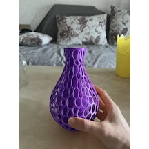 Bezos 3d Baskı Petek Dokulu Vazo - Delikli Dekoratif Vazo-mor Rengaren