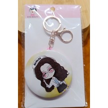 Monalisa Home Lüks Küçük Boy Figürlü Çift Taraflı Anahtarlıklı Ayna Çok Renkli