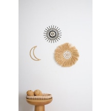 3'lü Set Rafya Deniz Kabuklu Model & Siyah Rattan Çubuk Deniz Kabuklu & Rafya Ay M091