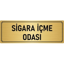 Metal Yönlendirme Levhası, Departman Kapı İsimliği Sigara İçme Odası 7x20 cm Altın Renk