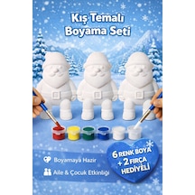 Yılbaşı Noel Baba Figür Boyama Seti 3 Lü 6 Renk Boya + 3 Fırça Hediyeli