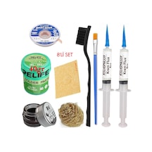 Relıfe Rl-402 Krem Lehim 183 C 40gr Havya Uç Temizleyici Seti Flux Lehim Toplama Cp-3015 Emme Teli Fırça Set01