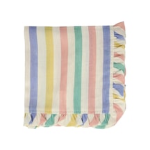 Meri Meri - Multi Stripe Ruffle Napkins - Çok Çizgili Fırfırlı Kumaş Peçeteler - 4'lü