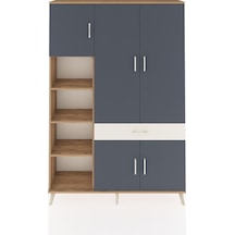 Arges Dolap 8 Raflı Tek Çekmeceli 5 Kapaklı 132x30x195 Çam-an... Çam
