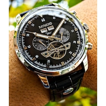 Raymond Star Gümüş Siyah Kadran Erkek Kol Saati Gümüş