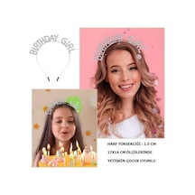 Kristal - 522 - Taşlı Gümüş Birthday Girl Yazılı Doğum Günü Parti Tacı - Shopılke - 19x11 Cm