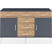Arges Konsol 2 Raflı 6 Çekmeceli 2 Kapaklı 132x30x83 Antrasit-antrasit/çam Antrasit/çam