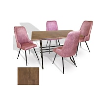 Japon - Çırağan Masa Takımı - 80x120 Werzalit, Wermodin Ve Allzalit Tabla - Rustic Dark - Pembe Çok Renkli