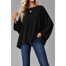 Oversize Yarasa Kol Bluz Siyah
