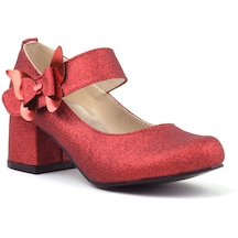 Kırmızı Işıltılı Kelebekli Kız Çocuk Topuklu Ayakkabı