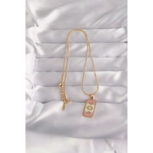 Forwhat Zarif Kadın İçin Golden Çelik Karışık Mineli Ay Tip Tarot Kolye Metalik