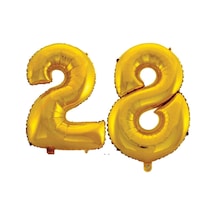 28 Yaş Sayı Folyo Balon Altın 90 Cm Turuncu