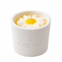 Karvia Desenli Kokulu Beton Mum- El Yapımı 001 - Beyaz