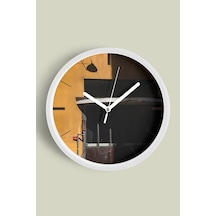 Soyut Modern Tasarım Duvar Saati - 35cm - Önü Camlı Beyaz Kasa - Sessiz Mekanizma-jh0030 Beyaz