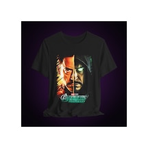 Ustaprint3d Dr. Doom İkili Yüz Tasarımlı Dtf Baskılı Siyah Unisex T-shirt - Özel Tasarım Erkek/kadın Tişört Siyah