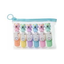 Sevimli Mini Fosforlu Keçeli Kalem-6lı Set-mini Ayıcık Başlıklı-fosfor04