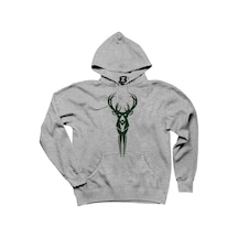 Milwaukee Bucks Logo Gri Kapşonlu Sweat Gri