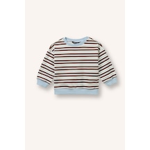 Defacto %100 Pamuk Regular Fit Bisiklet Yaka Düşük Omuzlu Çizgili Erkek Bebek Sweatshirt I0699a526aubn330 Kahve-bn330
