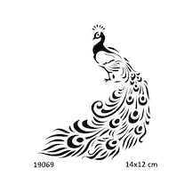 Airbrush Tattoo Tavus Kuşu Yapışkanlı Stencil Süsleme Ve Boyama Kalıbı Stencil Kalıp