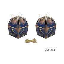 2li Ramazan Hediye Kutusu & Altın İp Seti 10m , Kandil, Şeker Ve Çikolata Kutusu, 16x16x10 Cm