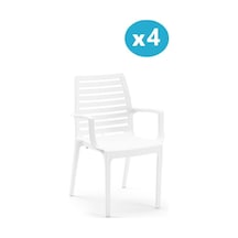 Omnipazar Sy-2503 Plastik Adam Bahçe Koltuk Sandalye 4'lü Set Beyaz Beyaz