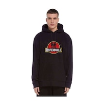 Riverdale Jurassic Park Logo Baskılı Siyah Erkek Kapşonlu Sweat