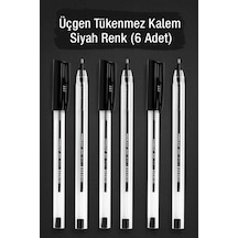 1.0 Mm Üçgen Gövdeli Tükenmez Kalem Seti Mavi, Siyah, Kırmızı 6'lı Paket Siyah