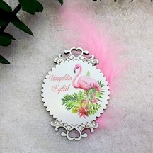Flamingo Baskılı Ahşap Bebek Şekeri Magnet 30 Adet