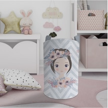 Mekta Home Bebek Ve Çocuk Odası Çiçekli Prenses Kız Desenli Zikzaklı Oyuncak Sepeti Renkli Çok Renkli