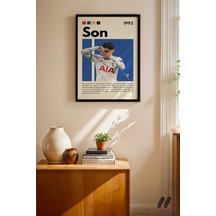 Son Heung-min Futbol Posteri, Siyah Çerçeveli Duvar Tablosu - Spor Severlere Hediye