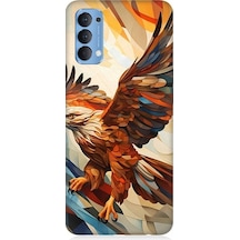 Oppo Reno 4 Uyumlu Uçan Savaşçı Kartal Desenli Silikon Kılıf