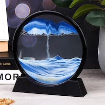 Hareketli 3d Kum Saati 30cm Büyük Boy Mavi Yuvarlak 12inch Cam Dekoratif Sanatsal Rahatlatıcı Standart