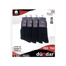 Dündar Çorap Erkek Plus Yarım Konç Havlu Patik Çorap 7040 - 12 Adet Siyah
