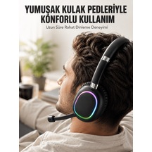 Bluetooth 5.0 Rgb Işıklı Mikrofonlu Kablosuz Kulak Üstü Kulaklık 3