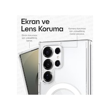 Galaxy S25 Ultra İçin Magsafe İle Uyumlu Şok Emici Silikon Kenar Sararma Önleyici Arkası Sert Parmak İzi Tutmayan Darbeye Dayanıklı Manyetik Şeffaf Kılıf 50 x 22