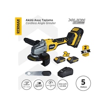 Rtrmax RTX3060 Şarjlı Avuç Taşlama Makinası Kömürsüz 125mm 2x4AhPlus Çift Akü Hızlı Şarj X-Lion