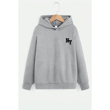 Uyguntarz Ny Baskılı Erkek - Kız Çocuk Rahat Kalıp Sweatshirt Gri