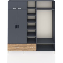 Hyperion Dolap 12 Raflı 2 Çekmeceli 2 Askılı 220x44x243 Antrasit-antrasit/çam Antrasıt/atlas Çam