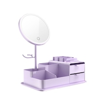 Mufunye Led Makyaj Aynalı Kozmetik Saklama Kutusu - Mor