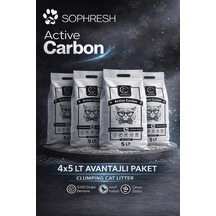 Sophresh Aktif Karbonlu Kedi Kumu 4x5 Lt Doğal Bentonit
