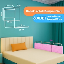 Miralay Yeni Nesil Yatak Bariyeri 50x40 CM Pembe 3 Adet