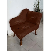 Yeni Model Ters Kol Tekli Köşe Koltuğu Josefin Bench Ceviz Ayak Kahve