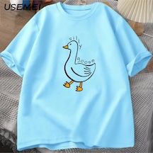 Flood Of Style O Boyun Tee Erkek Giyim Tees Pamuk Rahat Baskı T Shirt Yaz Unis Mavi